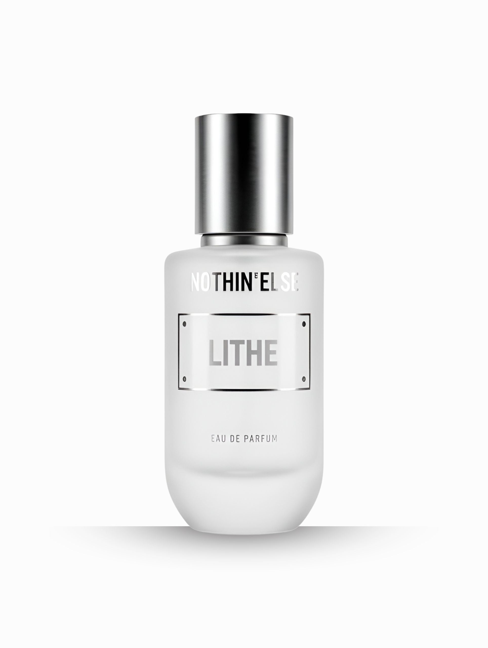 Perfume bottle labeled 'Lithe' by 'Nothin' Else' on a white background