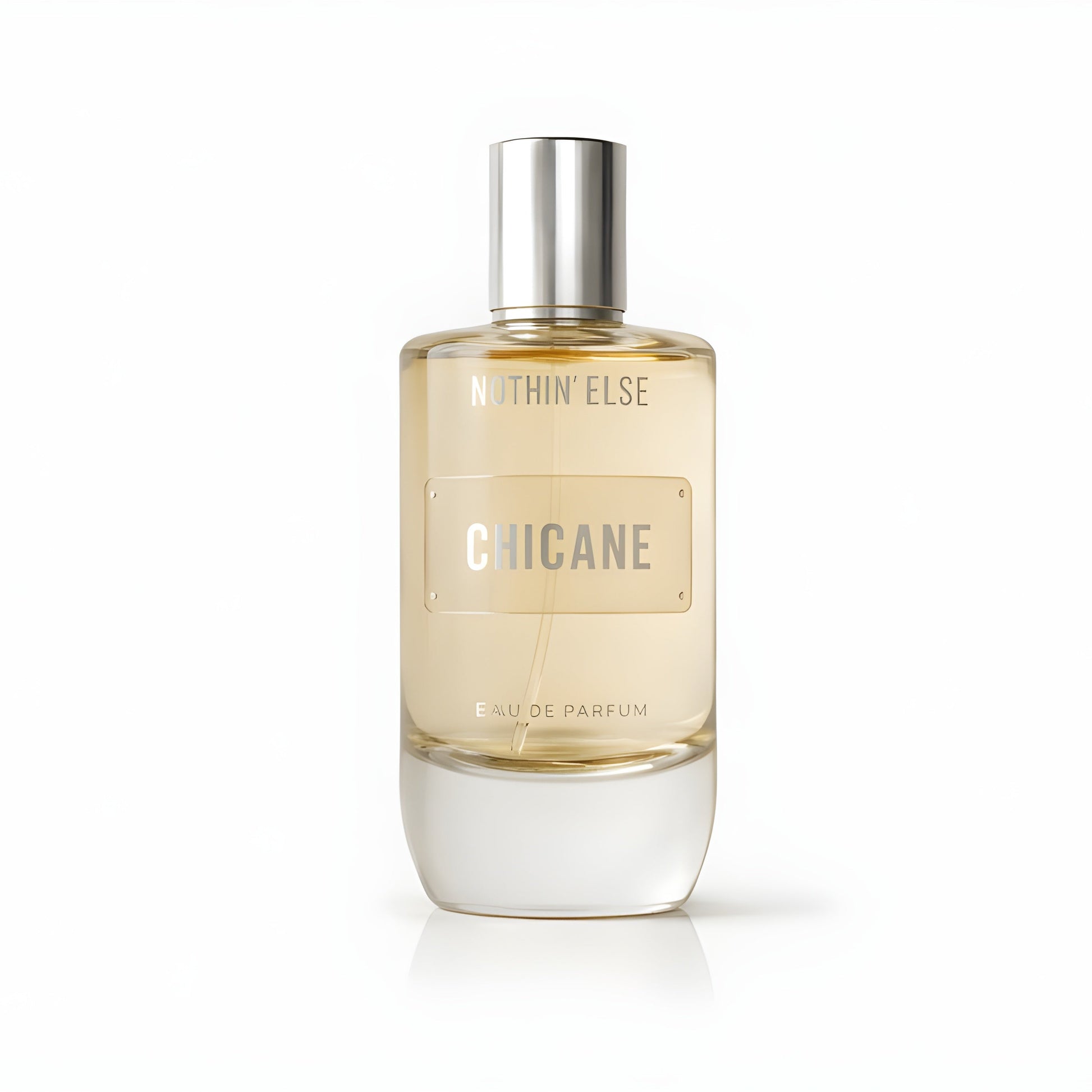 Nothin’Else Chicane 50ml eau de parfum bottle with silver satin cap on white background