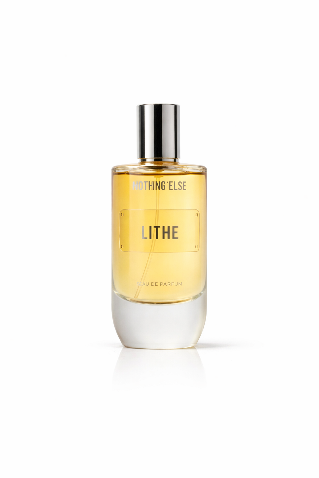 Nothin’Else Lithe 50ml eau de parfum bottle with silver satin cap on white background