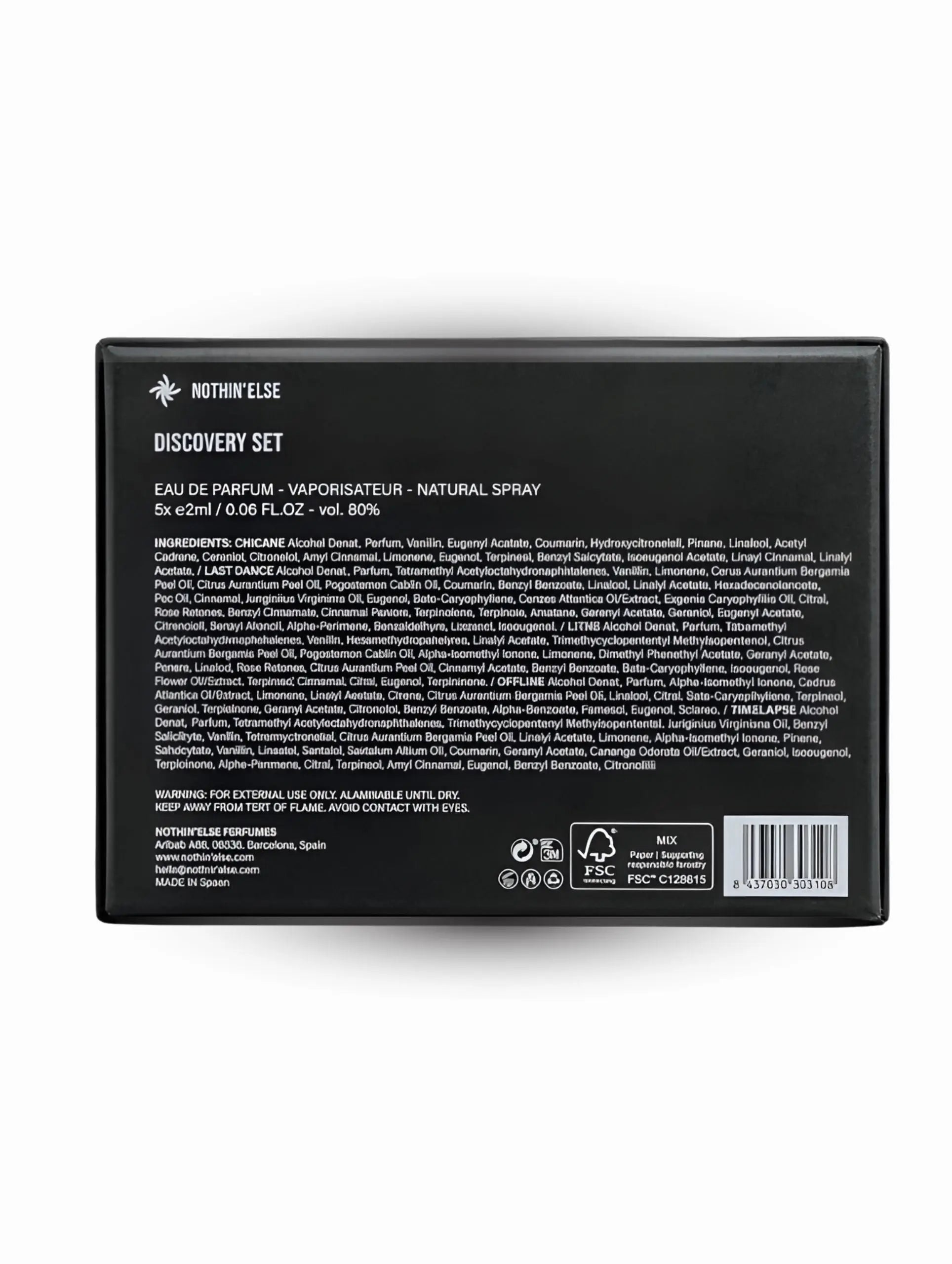 Nothin'else discovery set packaging back